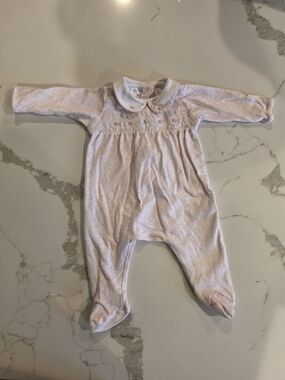 Magnolia Baby Smocked Embroidered Baby Footie with Peter Pan Collar